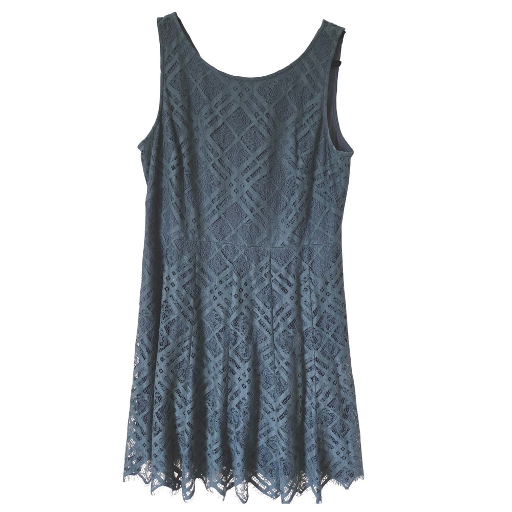 Donna Karan Womens 14 Fit & Flare Dress Dark Teal Lace Wedding Guest Party Event